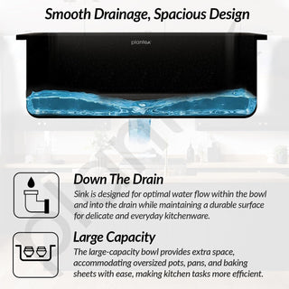 Plantex Matt German Engineered Technology Quartz Sink For Kitchen/UV Protected Kitchen Sink/Single Bowle Sink For Home(Charcoal Black-18X24 Inch)