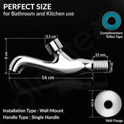 Plantex Pure Brass Push Cock for Bathroom/Wall Mount Tap for Wash Basin with Teflon Tape & Wall Flange/Water tap -7 Year Manufactuter's Warranty-( PRS-003 )