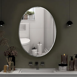Plantex Unframed Unframed Oval Mirror for Wall/Mirror with Beveled Smooth Edges/Mirror for Bathroom/Dressing Room/Living Room/Bedroom/Entryway - (15 X 18 Inch), Clear