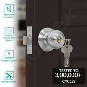 Plantex Stainless Steel Door Lock - Cylindrical Lock With 3 Keys/Tubular Door Knob/Lock For Main Door/Bedroom (Matt)