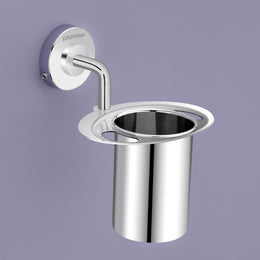 Plantex 304 Grade Stainless Steel Tumbler Holder/Tooth Brush and Tooth Paste Holder/Tooth Brush Holder for Bathroom Accessories - Daizy (Chrome)