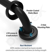 Plantex 18 Inch Stainless Steel Grab Bar for Toilet/Safety Support for Senior Citizens/Secure Bathroom Handrail/Bathroom Accessories (Black)