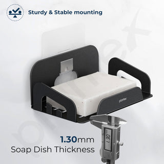 Plantex Self Adhesive Soap Dish for Bathroom/Stainless Steel Soap Holder for Washbasin/Soap Stand for Bathroom Without Drill/Bathroom Accessories - Pack of 4 (Black)