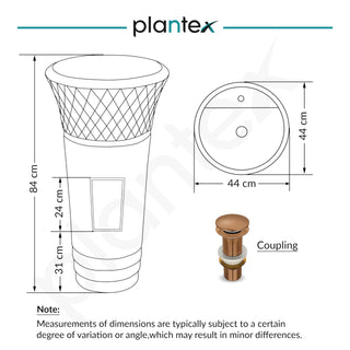Plantex Acrylic Resin & Quartz Pedestal Basin for Bathroom/Designer One Piece Pedestal Free Standing Round Wash Basin for living Room/Hotel (White & Grey)