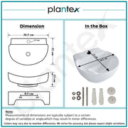 Plantex Ceramic Wash Basin/Basin for Bathroom/Washbasin with 10 Years Glaze Warranty by Plantex/Bathroom Sink for Hotel, Living Room (Glossy White/Rosy - 12 x 12.5 x 5 Inch)
