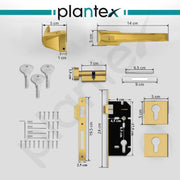 Plantex Brass Main Door Locks For Home/Premium Door Lock with 3 Years Of Warranty/Mortise Handle For Door - Main Door Lock Set (PT-003- Gold)