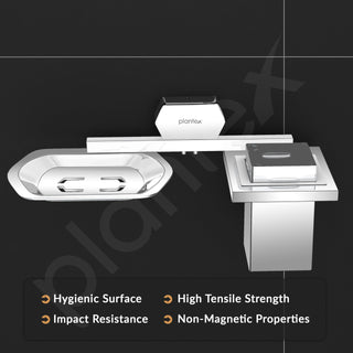 Plantex 2in1 Soap Dish with Tumbler Holder for Bathroom/304 Grade Stainless Steel Soap Holder with Toothbrush Holder/Bathroom Accessories - Pack of 1 (Delta - 2808, Chrome)