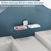 Plantex 304 Grade Stainless Steel Double Soap Holder for Bathroom/Soap Dish/Bathroom Soap Stand/Bathroom Accessories - Cute (Chrome)