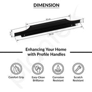 Plantex Profile Handle for Kitchen Cabinet/22 Inch Alluminium Drawer Profile Handle/Wardrobe Pull Handle for Home/Office/Hotel - Pack of 2 (Black)