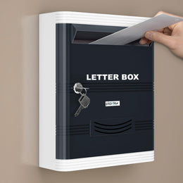 Plantex Durable Plastic Letter Box/Suggestion Box for Office/Post Box/Complaint Box/Letter Box for Home Gate with Key Lock/Mail Box - (Grey & White), Wall Mounted