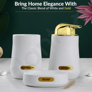 Plantex Ceramic Bathroom Set - Soap Holder for Bathroom/Liquid Soap Dispenser/Tumbler Holder/Toothbrush Holder/Handwash Dispenser - 3 Pcs Set