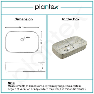Plantex Ceramic Wash Basin for Bathroom/Over Counter Bathroom Sink/Designer Hand Wash Sink for Home/Office/Hotel (21.5x14x5 Inch)