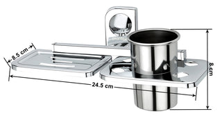Plantex Dream Stainless Steel 2 in1 Soap Dish with Tumbler Holder/Soap Holder/Bathroom Accessories - Chrome