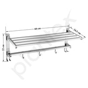 Plantex Heavy-Duty Stainless Steel Dual Folding Towel Rack/Holder/Towel Stand/304 Grade Stainless Steel Tooth Brush Holder/Tumbler Holder/Bathroom Accessories (Chrome)