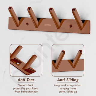 Plantex Wall Hooks for Hanging Cloth/Stainless Steel Towel Hangers/Bathroom Robe Hooks/Door Hangers/Square Wall Hook/Hook Rail for Hanging Keys - 4 Hooks (Pack of 3, PVD Rose Gold)