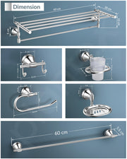 Plantex High Grade Stainless Steel Folding Towel Rack with Stainless Steel 304 Grade Niko Bathroom Accessories Set 5pcs (Towel Rod/Napkin Ring/Tumbler Holder/Soap Dish/Robe Hook)