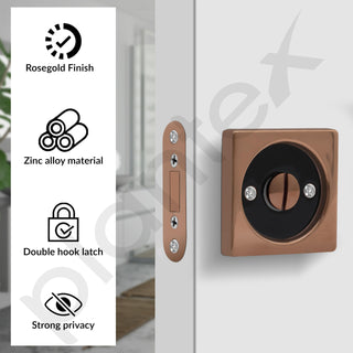 Plantex Door Lock for Bathroom/Latch Lock for Home/Bedroom/Bathroom/Door Chitkani/Bbay Latch for Bathroom - (DTM-620, PVD Rose Gold and Black)