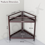Plantex Bathroom Organiser Stand/Carbon Steel Bathroom Corner Shelf/2 Tier Corner Freestanding Shelf/Multipurpose Rack for Home - Pack of 1 (Brown)