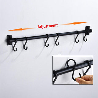 Plantex Stainless Steel Cloth Hanger Wall Mounted with Hanging Hooks/Hook Rail for Bathroom/Cloth Hanger for Wall - Kitchen Accessories (Black)