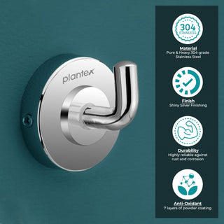 Plantex 304 Grade Stainless Steel Robe Hook/Cloth-Towel Hanger/Napkin Hanger/Bathroom Accessories - Daizy (Chrome)