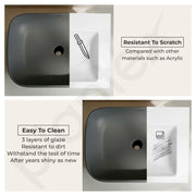 Plantex Wash Basin for Bathroom/Ceramic Basin/Rectangle Tabletop Basin/Wash Basin for Home/Restaurant (Cloud Grey - 18 x 13 x 5 Inch)