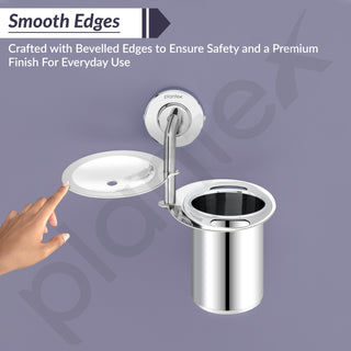 Plantex 304 Grade Stainless Steel 2in1 Soap Holder with Tumbler Holder/Bathroom Accessories - Daizy (Chrome)