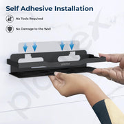 Plantex Stainless Steel Shelf for Bathroom Wall/Self Adhesive Bathroom Shelf/Bathroom Organiser Without Drill- Pack of 2 (Black 12x4 Inch)