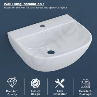 Plantex Ceramic Wall Hung Basin/Washbasin for Bathroom/Wall Mounted Basin/Sink for Bathroom/Living Room (Orchid - White)