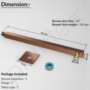 Plantex 18-Inch Shower Arm for Overhead Shower/Stainless Steel Shower Pipe/Wall Mount Bathroom Fitting with Â½-Inch Thread - Pack of 1 (Rose Gold)