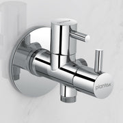 Plantex Pure Brass 2 Way Angle C ock/Angle Valve for Bathroom withTeflon Tape/Angleular Cocke -(ICO-908-Mirror-Chrome)