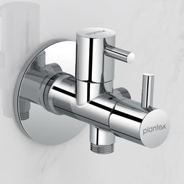 Plantex Pure Brass 2 Way Angle C ock/Angle Valve for Bathroom withTeflon Tape/Angleular Cocke -(ICO-908-Mirror-Chrome)