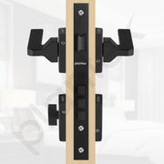 Plantex Premium Door Lock for Main Door/Mortise Door Lock for Bedroom/Door Handle Lock Set with 3 Brass Keys (605-Black)