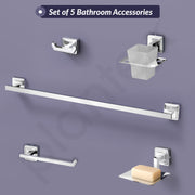 Plantex Decan 304 Grade Stainless Steel Towel Rod for Bathroom/Soap Holder/Napkin Ring/Tumbler Holder/Robe Hook/Bathroom Accessories - Chrome
