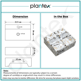 Plantex Wall Mount Washbasin for Bathroom/Designer Ceramic Bathroom Sink/Rectangle Tabletop Wash Basin/Home/Office (13 x 11.5 x 4.5 Inch)