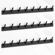 Plantex Wall Hooks for Hanging Cloth/Stainless Steel Towel Hangers/Bathroom Robe Hooks/Door Hangers/Round Wall Hook/Hook Rail for Hanging Keys - 8 Hooks (Pack of 3, Z-Black)