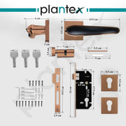 Plantex Main Door Lock/Mortise Lock for Doors - Robust Door Handle for Home with Brass Locks Body & Cylinder (PT-014, Rose Gold & Black)