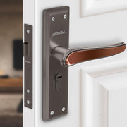 Plantex Heavy-Duty Door Lock Set - Main Door Lock Plate Handle Set/6-Lever Mechanism Mortise Locks with 3 Keys/Brass Locks Body & Cylinder (PTP-09- Satin Black & Rose Gold)