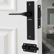 Plantex Heavy Duty Door Lock ÃƒÂ¢Ã¢â€šÂ¬Ã¢â‚¬Å“ Bathroom Door Lock/Mortise 8inch Keyless Plate Handle Set for Home/Bathroom/Store Room/Balcony/Office with Baby Latch (8060, Z-Black)
