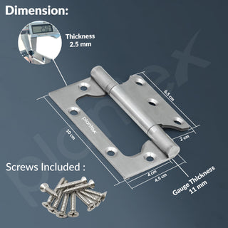 Plantex Butterfly Hinges for Door/Stainless Steel Door Hinges/Non-Mortise Hinges/4 Inch x 14 Gauge Hinges/2.5 mm Hinges for Home/Office/Hotel - Pack of 1 (Chrome)