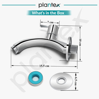 Plantex AQ-1402 Pure Brass Bib Cock Water Tap with Water Saving Aerator/Bib Tap with Brass Wall Flange & Teflon Tape-7 Year Warranty (Mirror Chrome Finish)