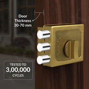 Plantex Heavy Duty Tri Bolt Keypad Lock with Key & Knob for Main Door/Suitable on Single Door for Home/Office/Hotel - Pack of 1 (Brass Antique)