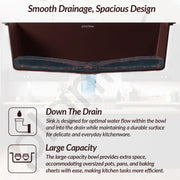 Plantex Quartz Kitchen Sink/UV Protected Kitchen Sink/Undermount Sink for Kitchen/Metalic Single Bowl Sink with Coupling and Hose Pipe - Pack of 1 (16 x 18 inch, Choco Brown)