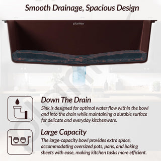 Plantex Quartz Kitchen Sink/UV Protected Kitchen Sink/Undermount Sink for Kitchen/Metalic Single Bowl Sink with Coupling and Hose Pipe - Pack of 1 (36 x 18 inch, Choco Brown)
