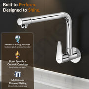 Plantex Pure Brass Sink Tap for Kitchen with Wall Flange & Teflon Tape/Wall Mount Kitchen Sink Faucet (DOL-4301, Chrome)