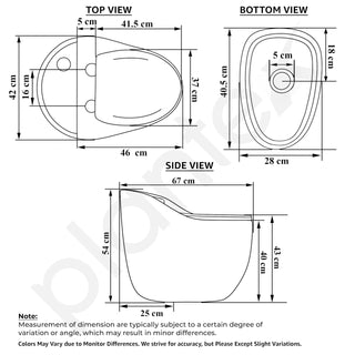 Plantex Platinum Ceramic Rimless Commode/One Piece Western Toilet/Siphonic Flush Western Commode with Soft Close Toilet Seat - S Trap Outlet (White & Grey)