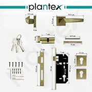 Plantex Mortise Door Lock for Home/Main Door Lock Set/Mortice Lock Handleset with 3 Brass Keys & Cylinder - 3 Years of Warranty (7129, Brass Antique)