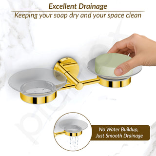 Plantex 304 Grade Stainless Steel Twin Soap Holder Stand for Bathroom and Wash Basin/Bathroom Accessories - Oreo (Gold)