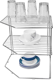 Plantex Stainless Steel Multipurpose 3-Tier Kitchen Corner Rack/Storage Shelf/Dish Rack/Storage Rack for Kitchen (Chrome Finish)