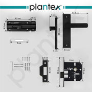 Plantex Heavy Duty Door Lock ÃƒÂ¢Ã¢â€šÂ¬Ã¢â‚¬Å“ Bathroom Door Lock/Mortise 8inch Keyless Plate Handle Set for Home/Bathroom/Store Room/Balcony/Office with Baby Latch (8125, DC-Black & Z-Black)