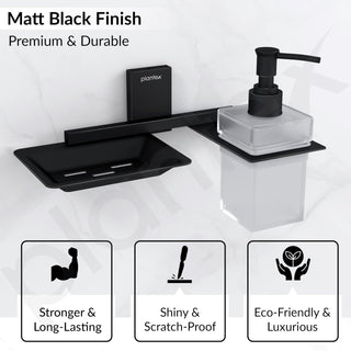 Plantex 304 Grade Stainless Steel Soap Dish with Liquid Dispenser/Soap Stand/Shampoo Dispenser for Bathroom/Bathroom Accessories - Pack of 1 (Crystal, Black)